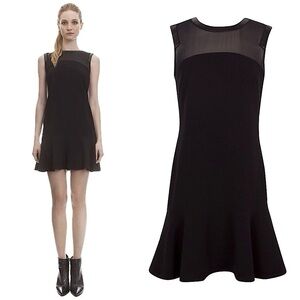 Sandro Leather Trim Flounce Dress